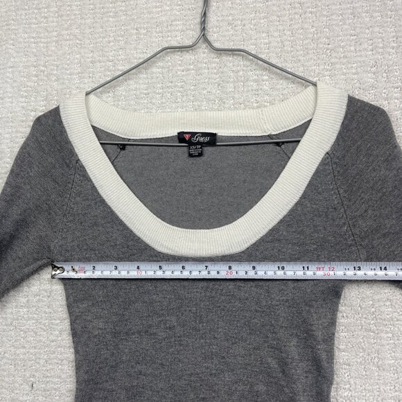 GUESS Dress Womens XS Gray / White Sweater Bodycon Knit Long Sleeve Casual - Picture 6 of 12